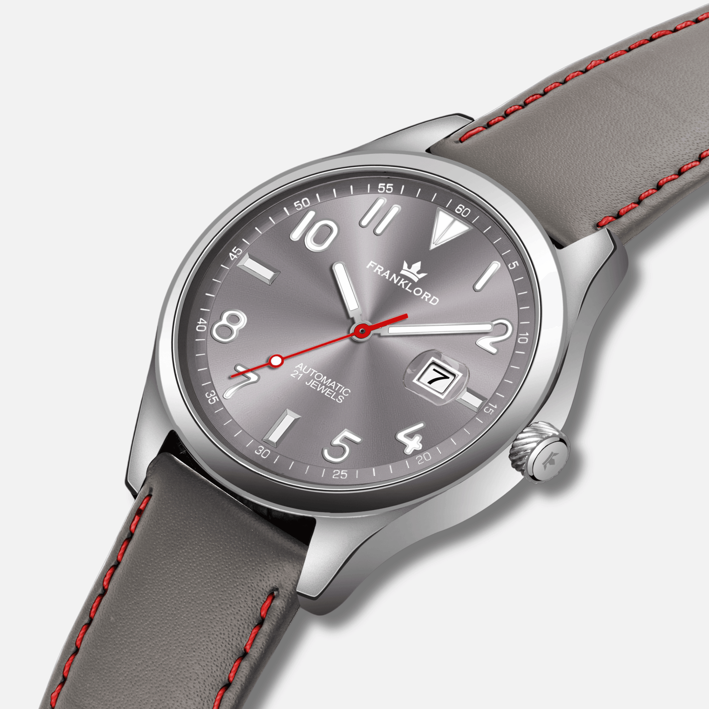 Franklord Regal Sapphire Signature - Crimson Edge Leather Luxury Automatic Watch
