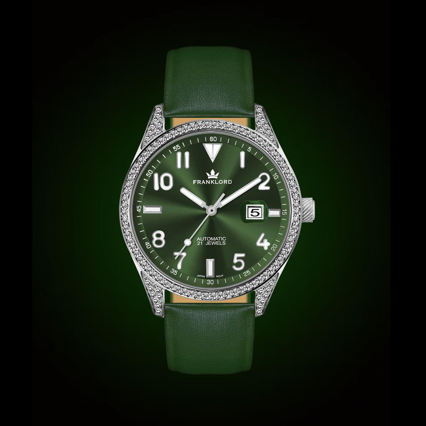 Franklord Diamond Regal – Emerald Radiance Automatic Watch