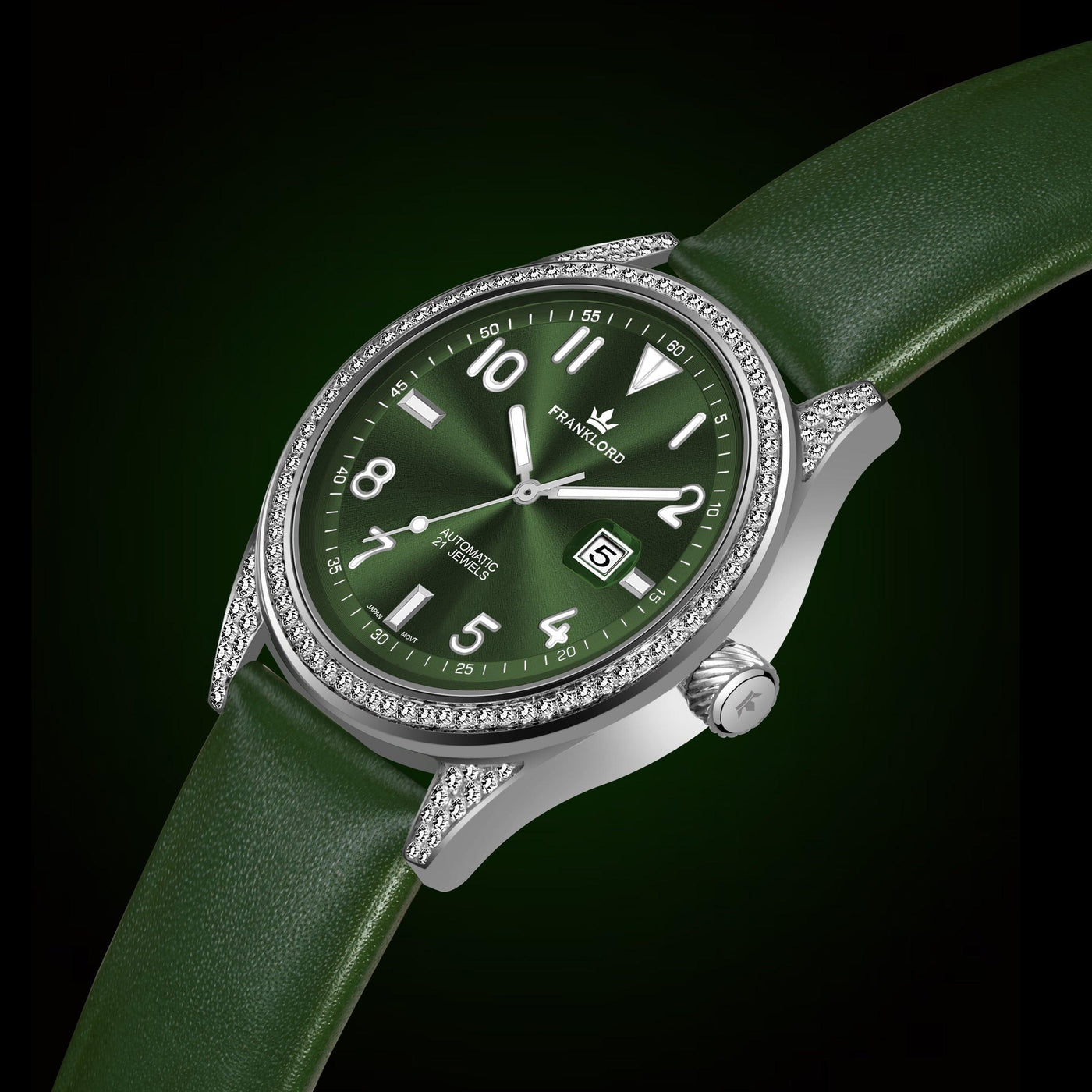 Franklord Diamond Regal – Emerald Radiance Automatic Watch