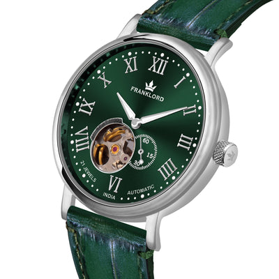 Franklord Heritage Open Heart – Emerald Legacy | Luxury Green Dial Automatic Watch for Men