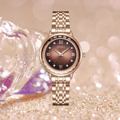 ONYX Women Watch - Brown Dial Rose Gold