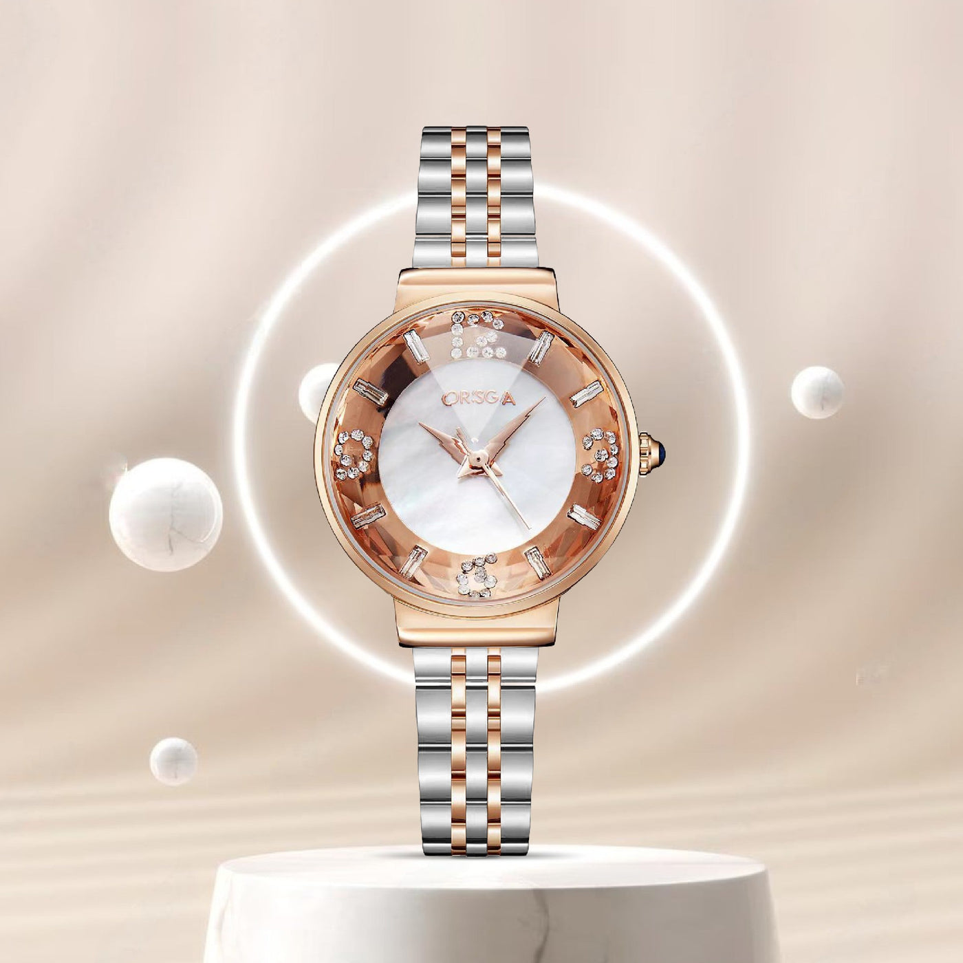 OASIS White Dial Dual Tone Women Watch