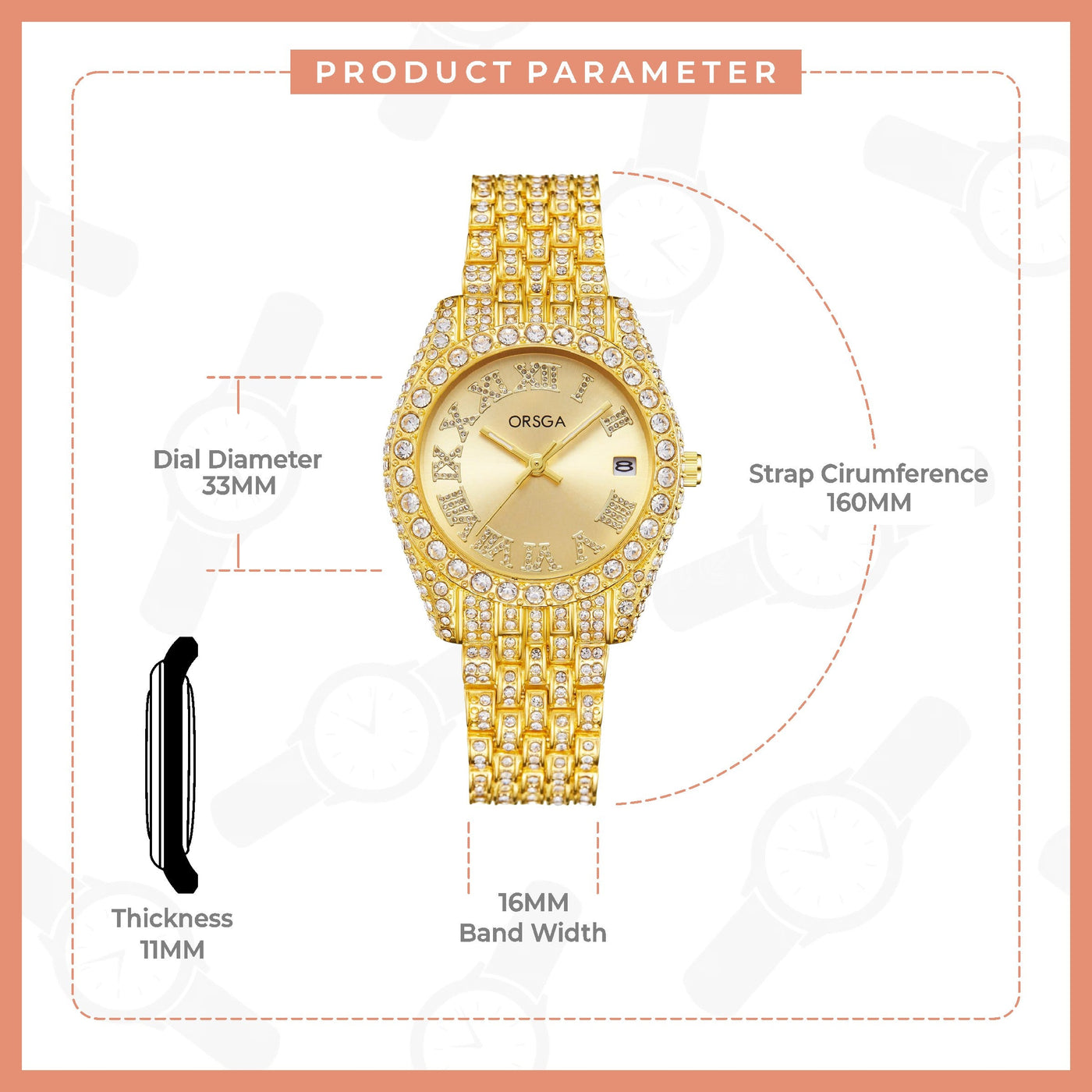ORNATE Full Studded Women Watch