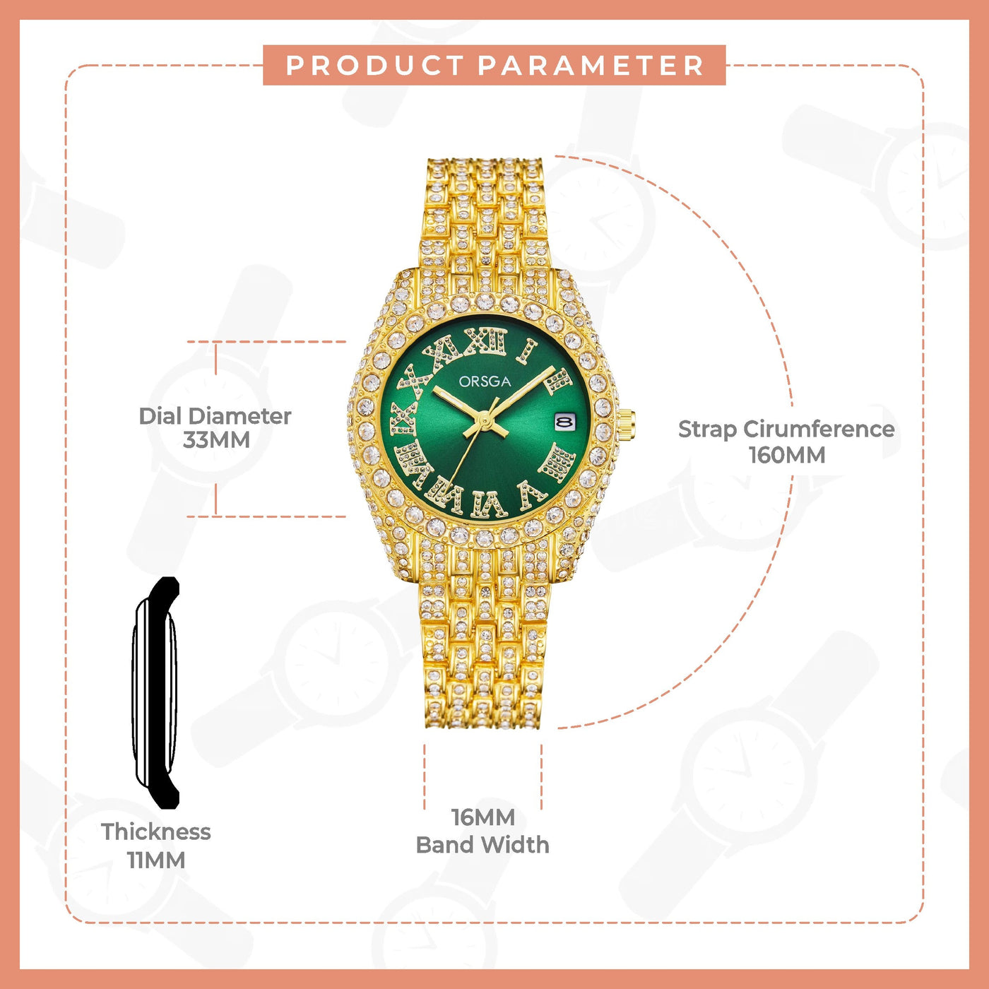 ORNATE Full Studded Women Watch