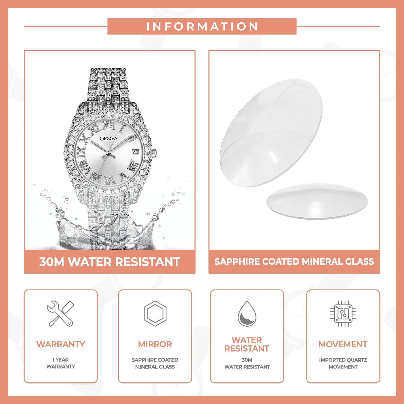 ORNATE Full Studded Women Watch