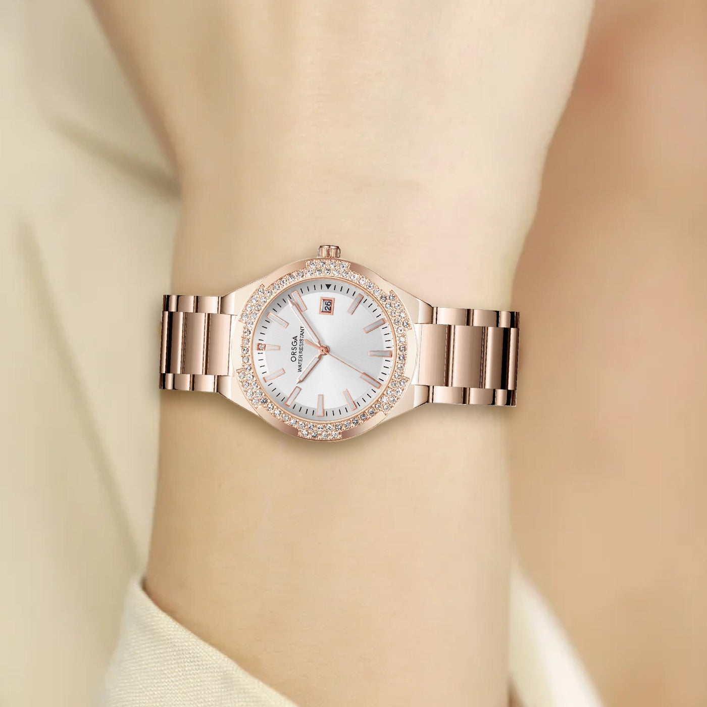 VIRTUE White Rose Gold Women Watch