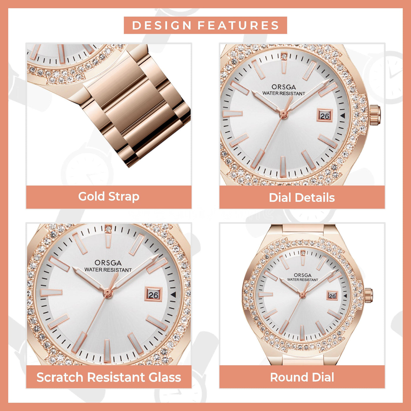 VIRTUE White Rose Gold Women Watch