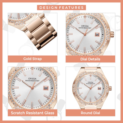 VIRTUE White Rose Gold Women Watch