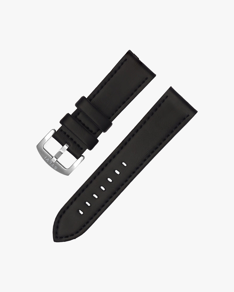 24mm Black Leather Strap