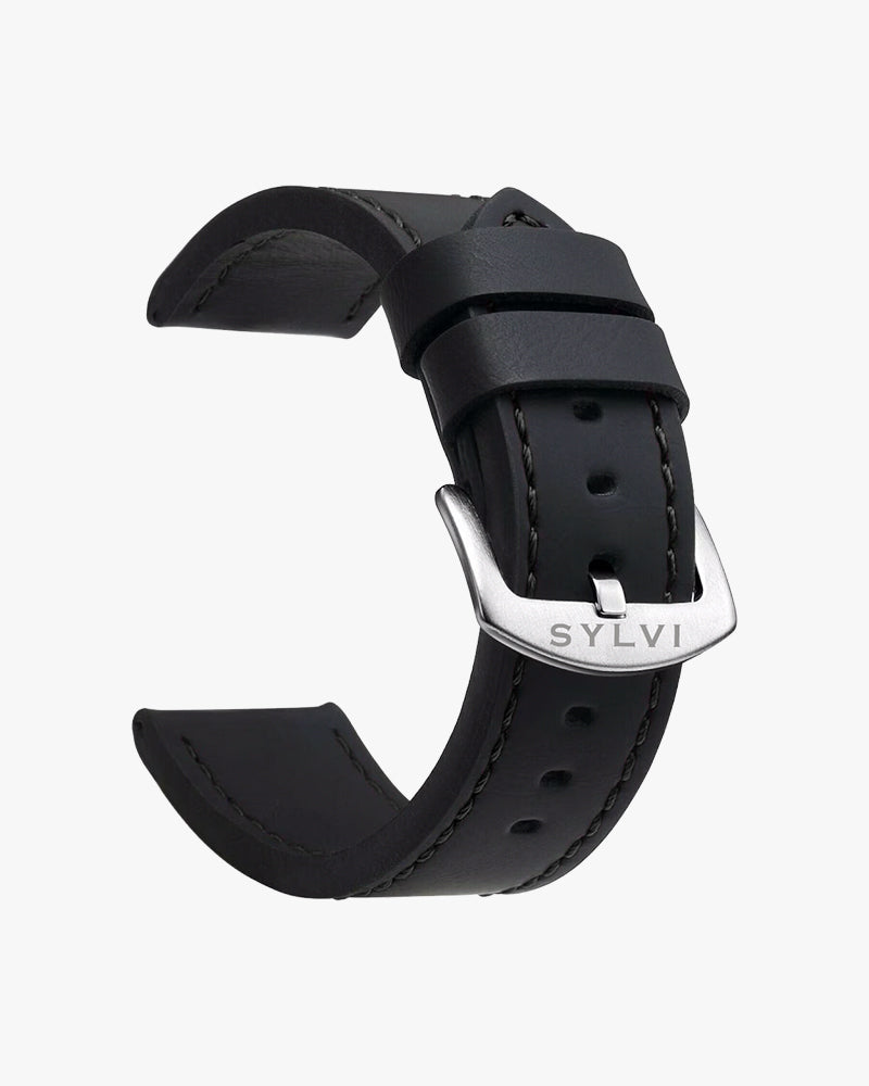 24mm Black Leather Strap