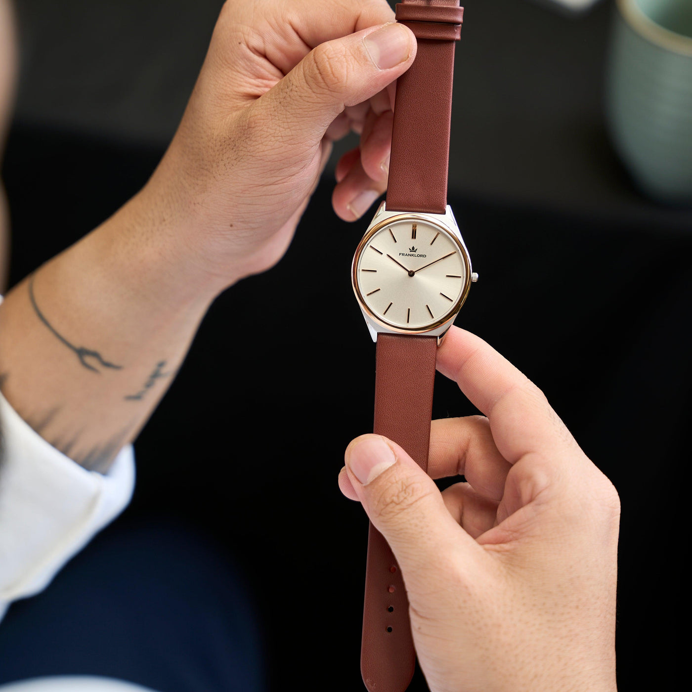 Franklord Swiss UltraThin Series - Platinum Glow | Ultra-Slim 5mm Luxury Watch