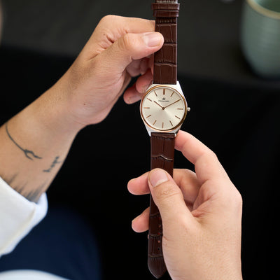 Franklord Swiss UltraThin Series - Rosewood Pearl | Ultra-Slim 5mm Luxury Watch