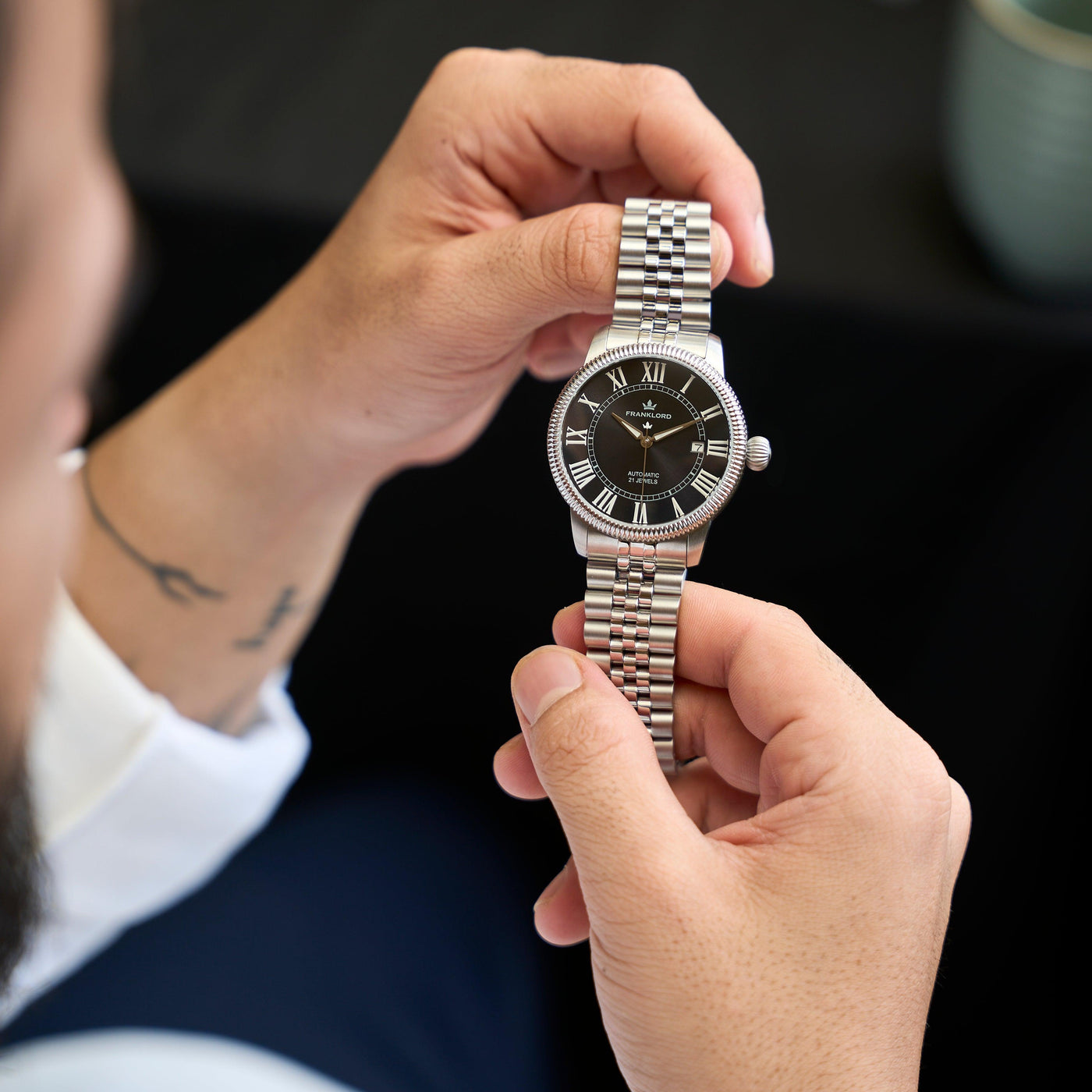 Franklord Majestic Aura – Onyx Radiance | Luxury Automatic Watch