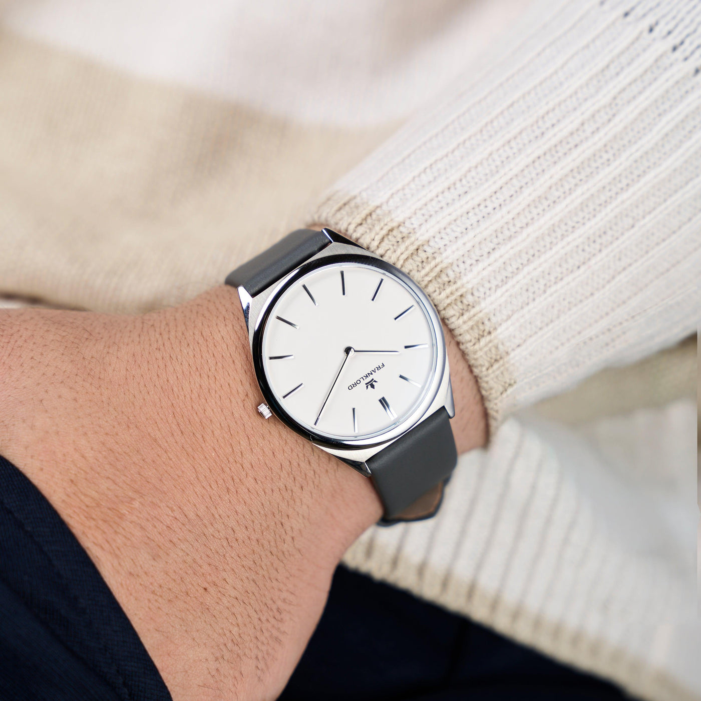 Franklord Swiss UltraThin Series - Moonlight Silver | Ultra-Thin 5mm Luxury Watch