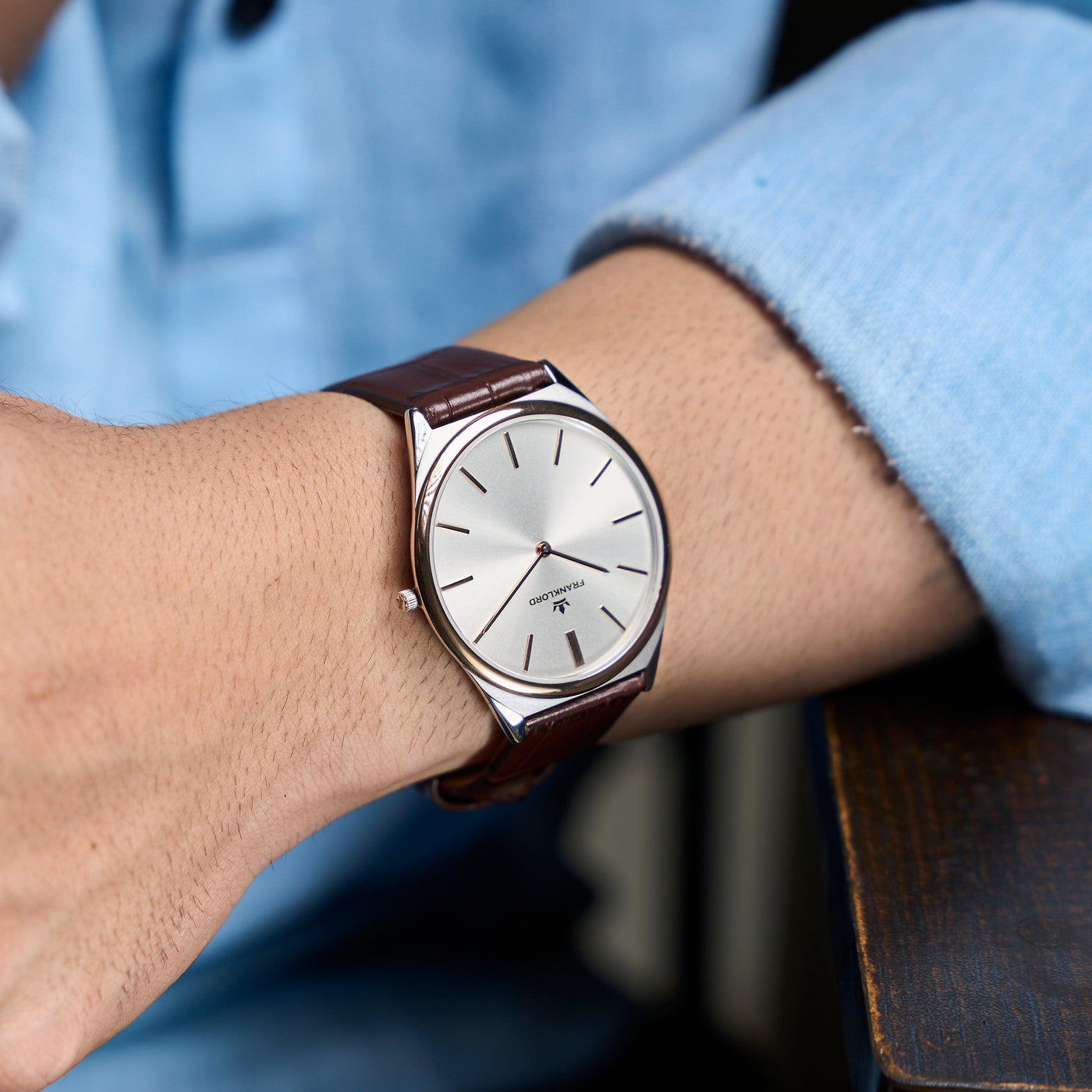 Franklord Swiss UltraThin Series - Rosewood Pearl | Ultra-Slim 5mm Luxury Watch