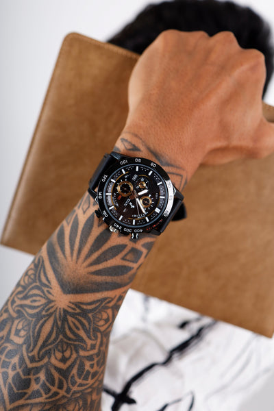 Timegrapher Gold Black Leather