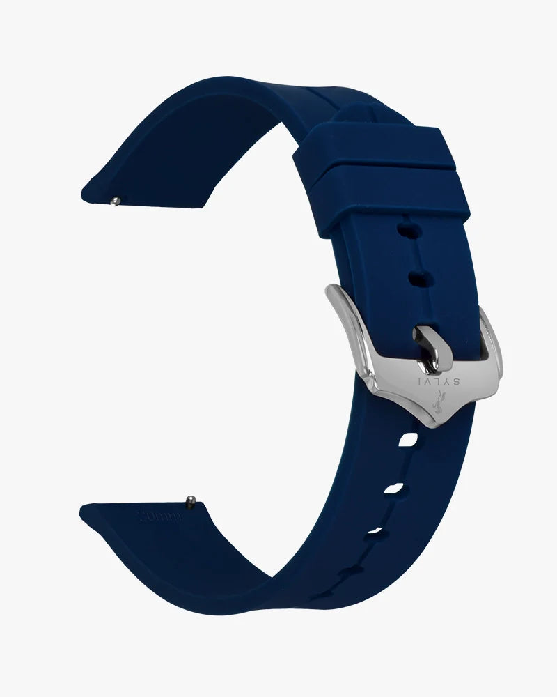 Sylvi 20mm Navy Blue Silver Silicone Strap for Watch Buy Online