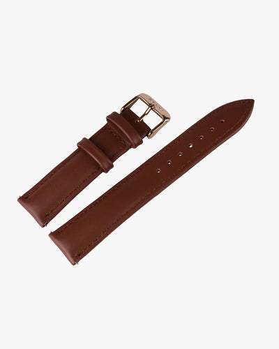 20mm Brown Leather Rosegold Buckle Strap