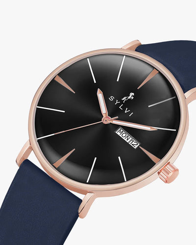 Elegadoom Black Rosegold Blue Leather