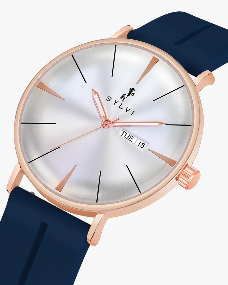 Elegadoom White Rosegold Blue Silicone