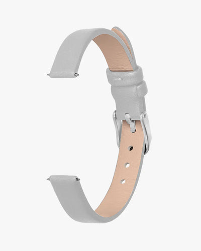 10mm Grey Silver Leather Strap