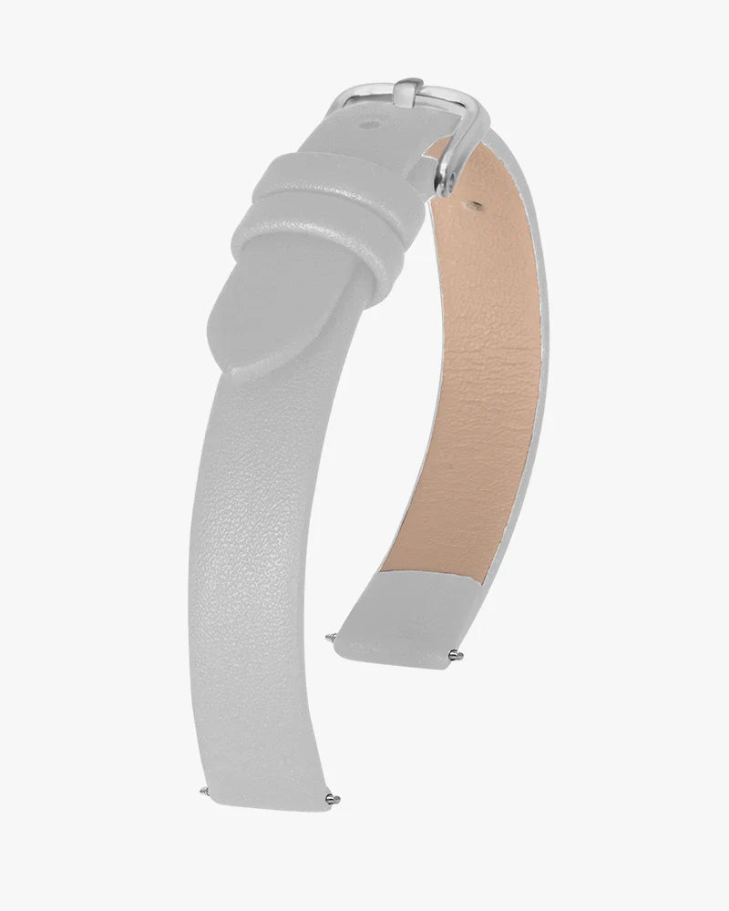 10mm Grey Silver Leather Strap
