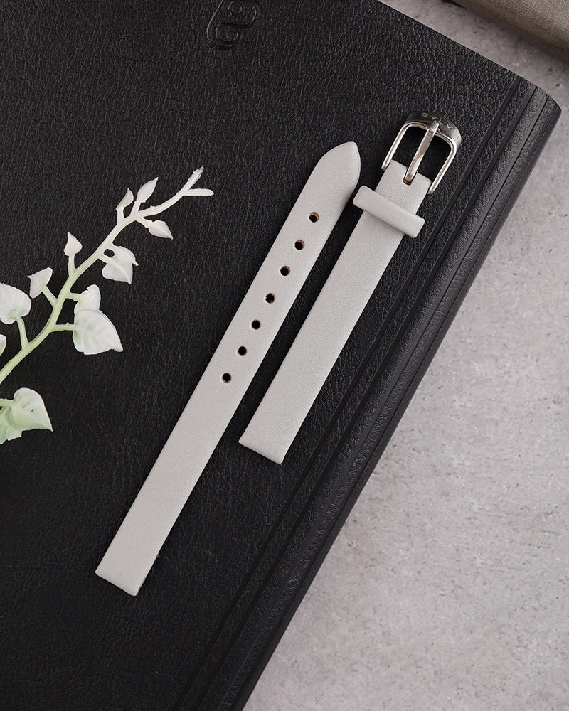 10mm Grey Silver Leather Strap