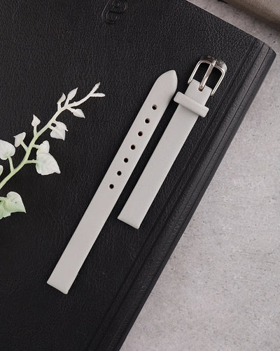 10mm Grey Silver Leather Strap