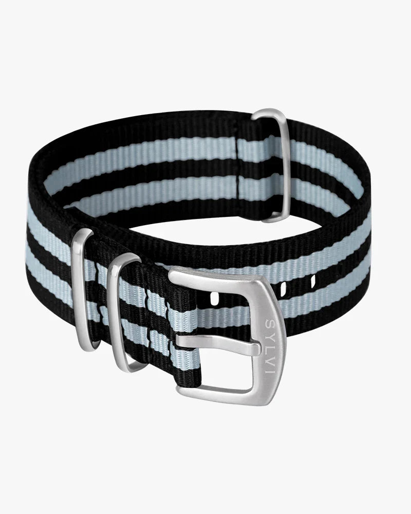 24mm Light Grey Black Nylon Strap