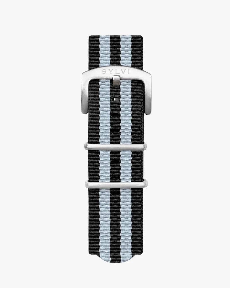 24mm Light Grey Black Nylon Strap