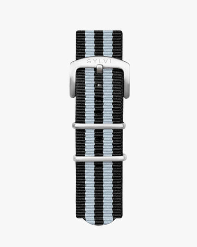 24mm Light Grey Black Nylon Strap