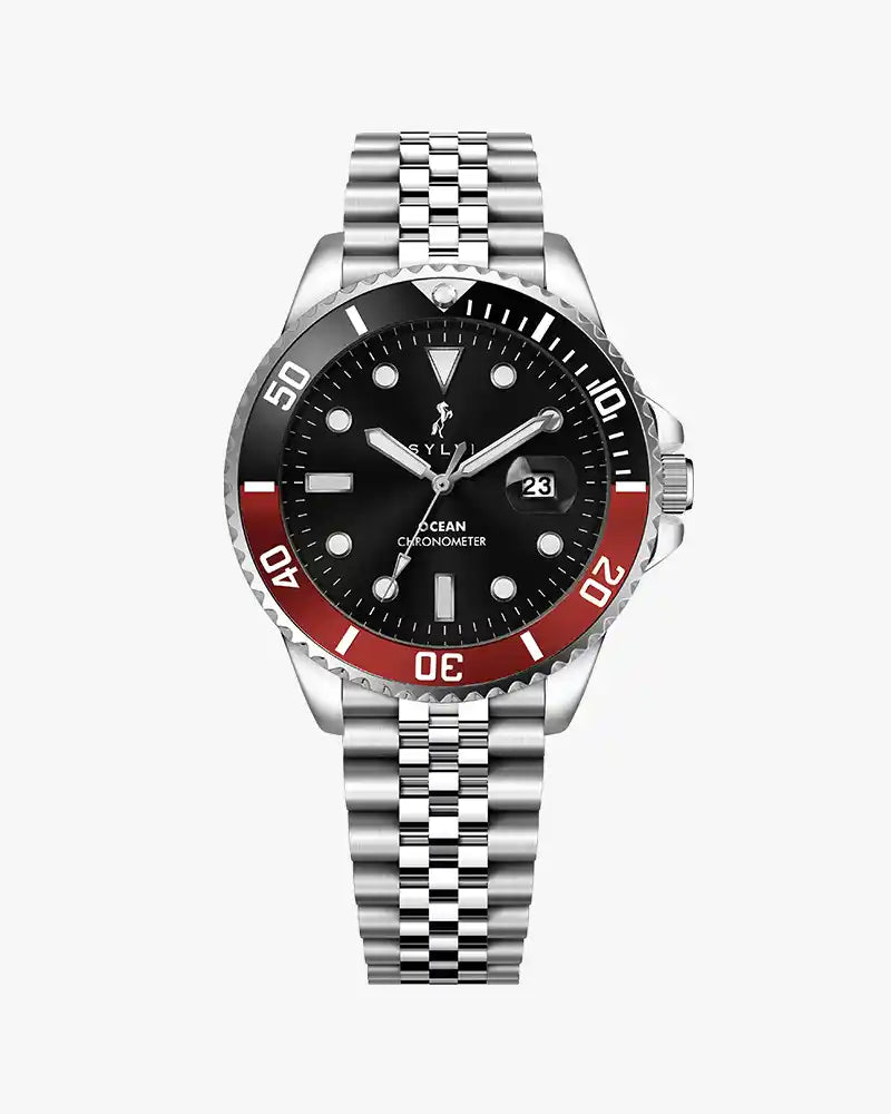 Ocean-Y Black Red Silver Steel