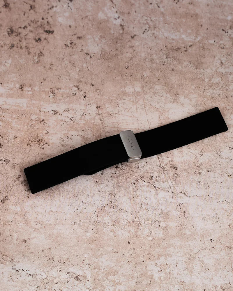 20mm Opus Black Silver Silicone Strap