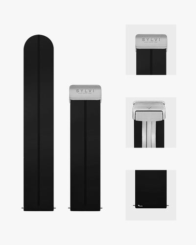 20mm Opus Black Silver Silicone Strap