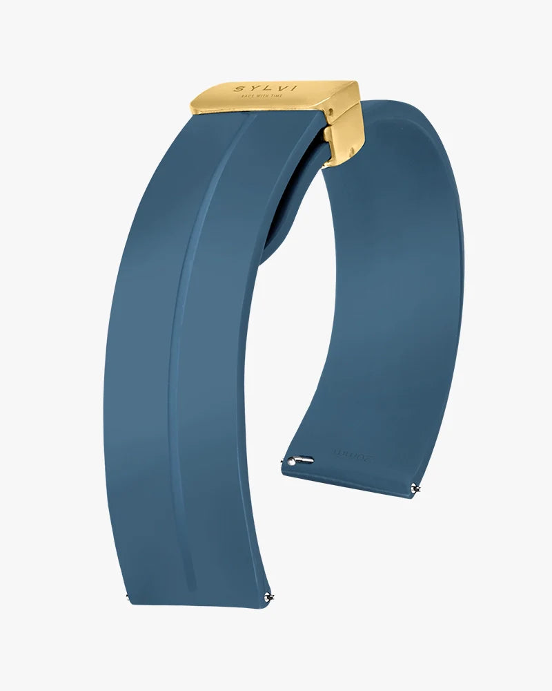 20mm Opus Sky Blue Gold Silicone Strap