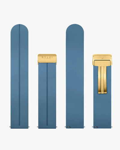 20mm Opus Sky Blue Gold Silicone Strap