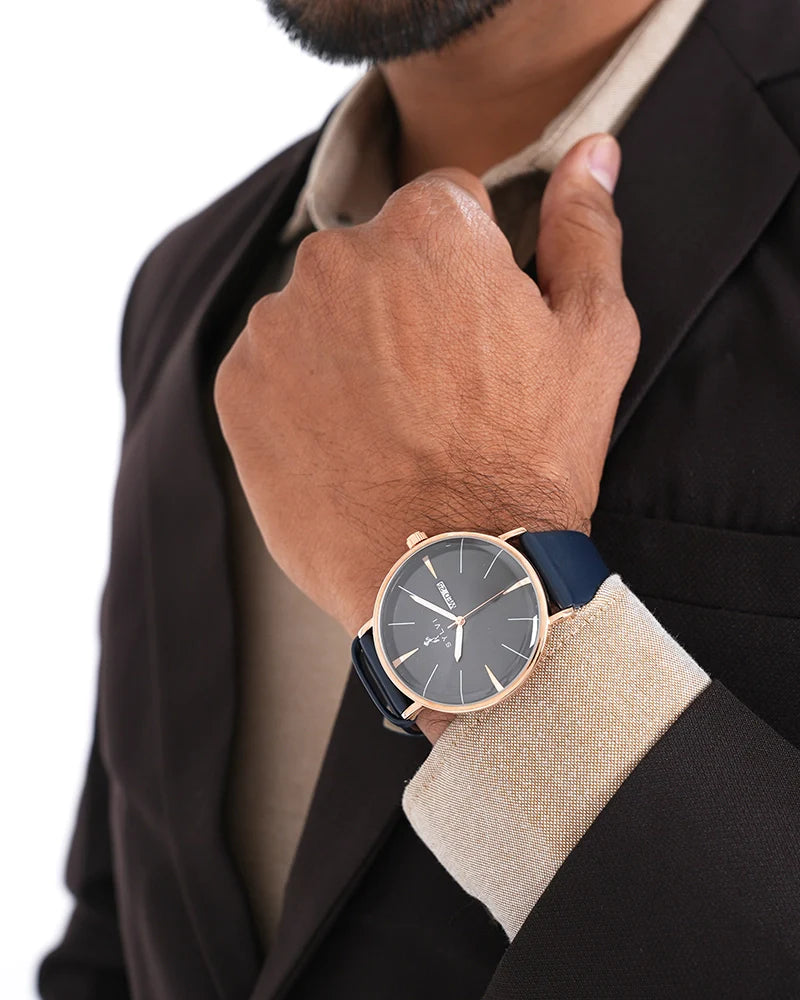 Elegadoom Black Rosegold Blue Leather