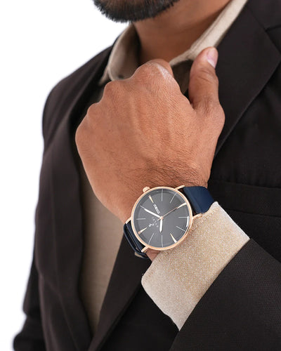 Elegadoom Black Rosegold Blue Leather