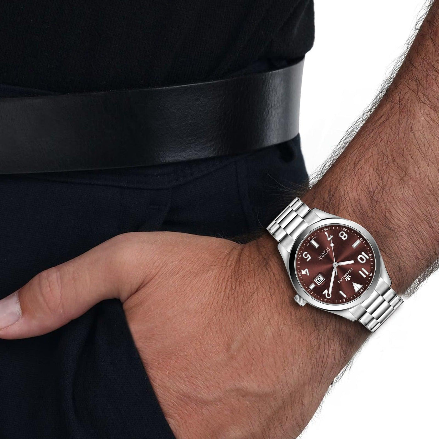 Franklord Regal Sapphire Legacy Steel - Wine Ember Luxury Automatic Watch