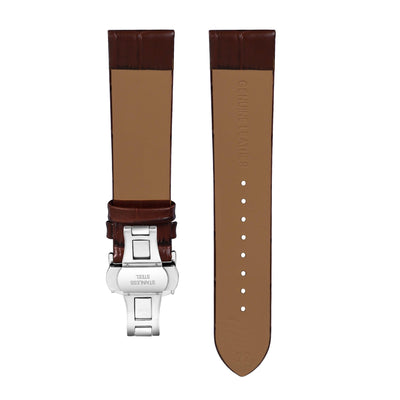 Franklord Genuine Leather Strap - Brown Croc-Embossed