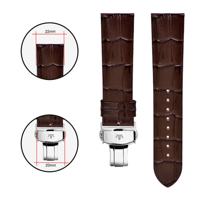 Franklord Genuine Leather Strap - Brown Croc-Embossed