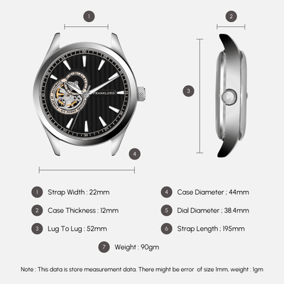 Franklord Regal Sapphire Open Heart - Slate Classic Leather Automatic Watch