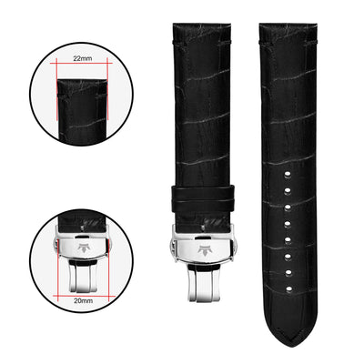 Franklord Genuine Leather Strap - Black Alligator Style