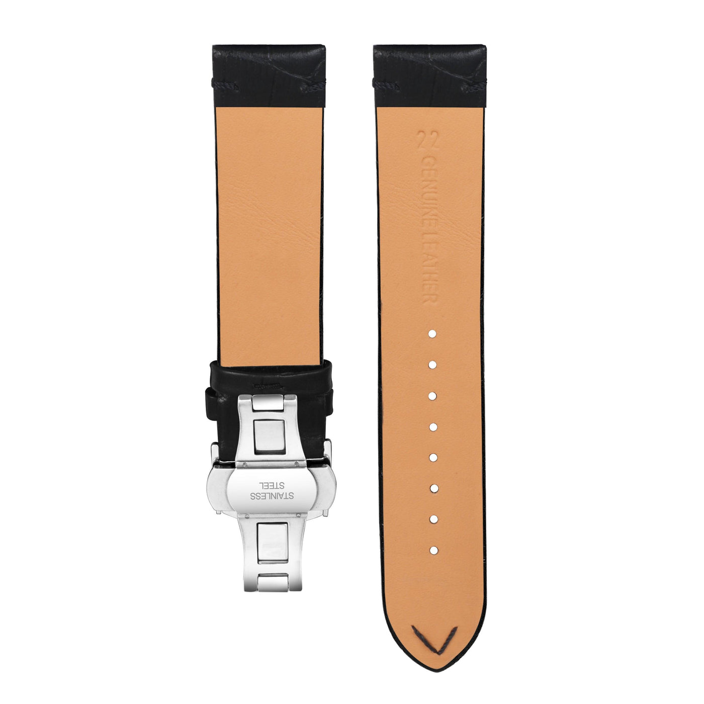 Franklord Genuine Leather Strap - Black Alligator Style