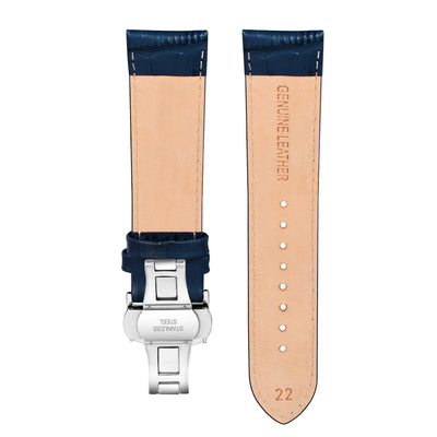 Franklord Genuine Leather Strap - Blue Alligator Style with Aqua Stitching