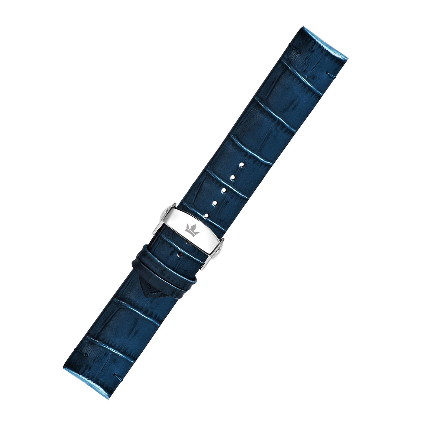 Franklord Genuine Leather Strap - Blue Crocodile Style with Sleek Finish