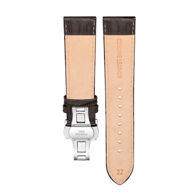 Franklord Genuine Leather Strap - Brown Alligator Style with Yellow Stitching