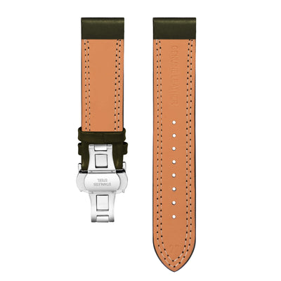 Franklord Genuine Leather Strap - Olive Green with Double Stitching