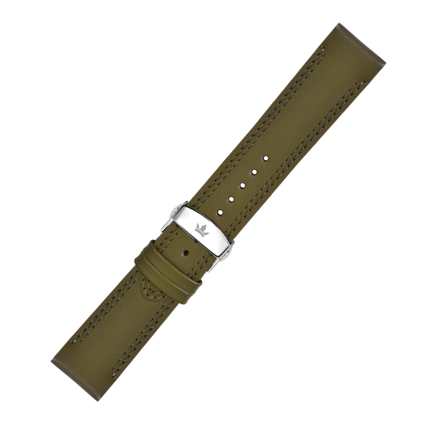 Franklord Genuine Leather Strap - Olive Green with Double Stitching