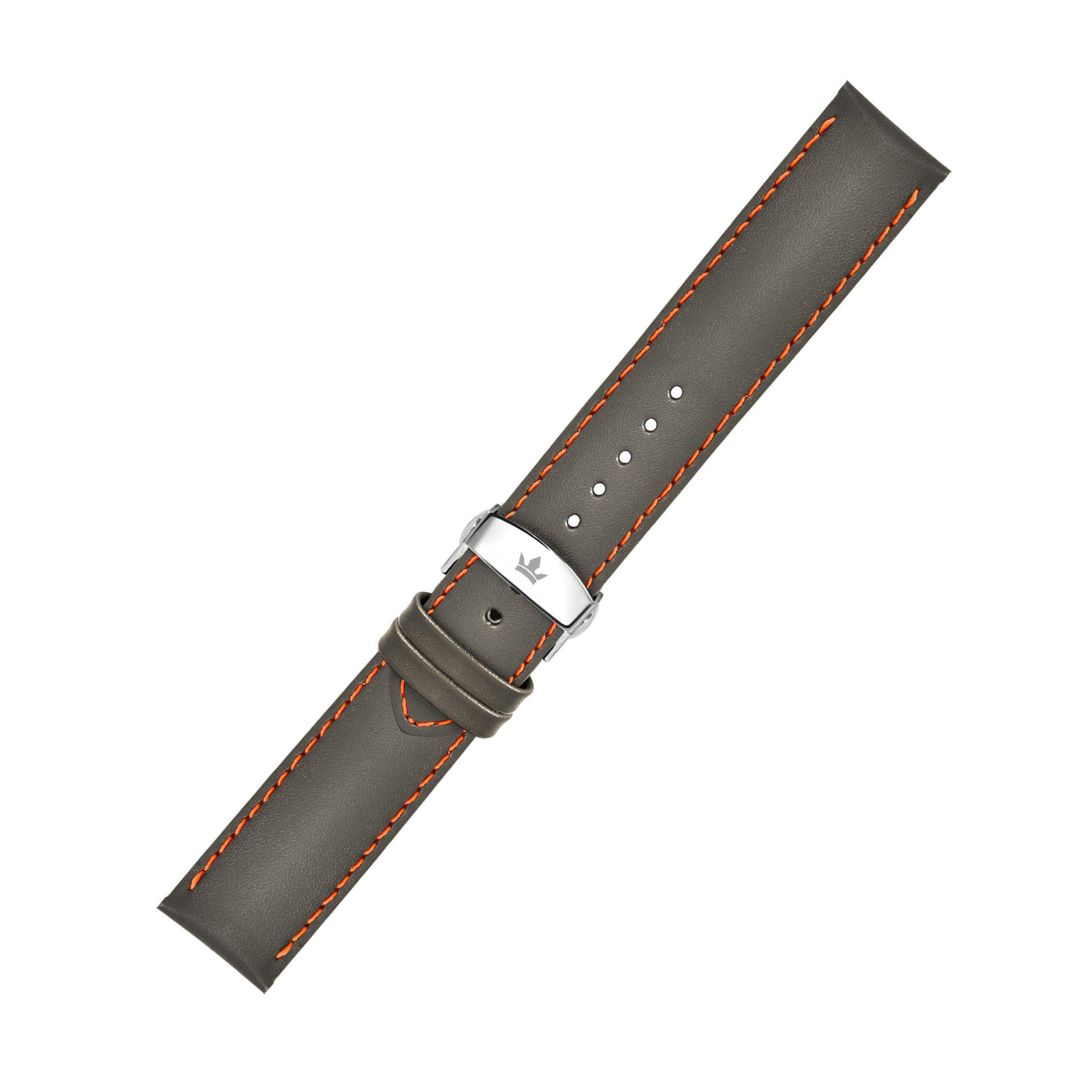 Franklord Genuine Leather Strap - Olive Green with Orange Stitching
